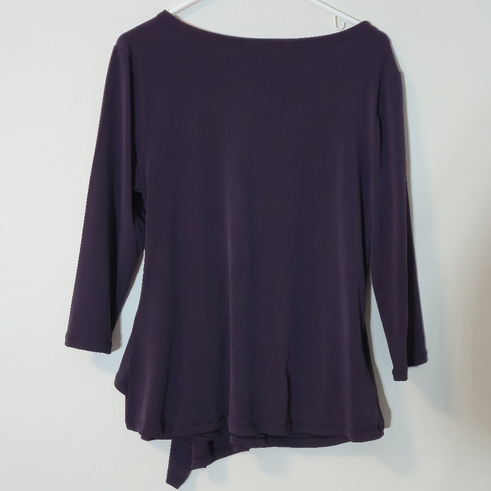 Reitmans XL Deep Plum Wrap Top Geometric Ring Accent 80s Style Minimalist Chic - Picture 11 of 13
